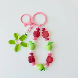 Sour Apple handcrafted beaded bag charm main view