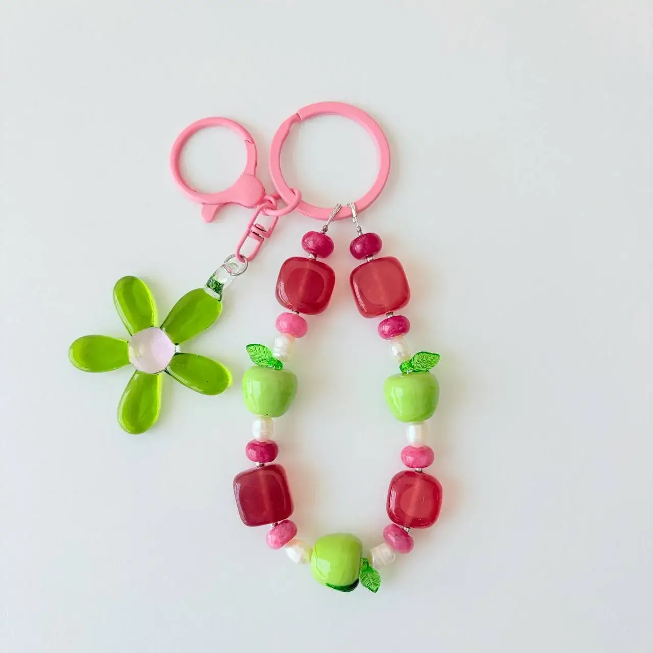Sour Apple handcrafted beaded bag charm main view